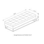 Banc de rangement en velours avec piètement en métal