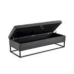 Banc de rangement en velours avec piètement en métal