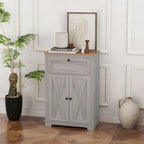 Meuble d'appoint à portes coulissantes, double porte, tiroir et étagère réglable