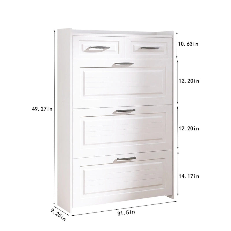 Meuble à chaussures d'entrée avec porte-manteau, banc, 5 patères et étagère de rangement, blanc
