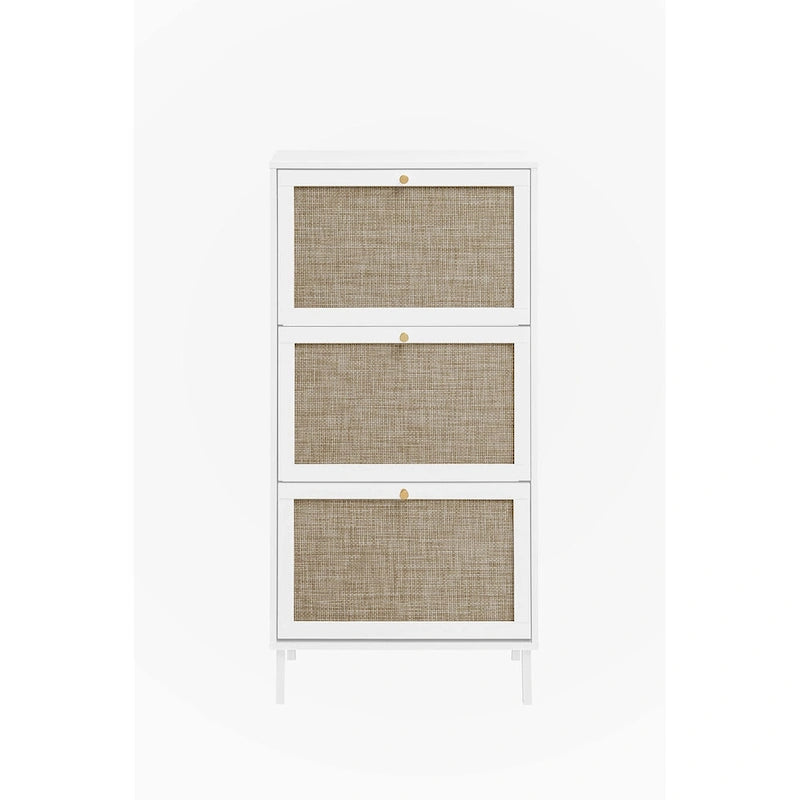 Meuble à chaussures 3 portes avec panneaux style rotin