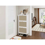 Meuble à chaussures 3 portes avec panneaux style rotin
