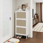 Meuble à chaussures 3 portes avec panneaux style rotin