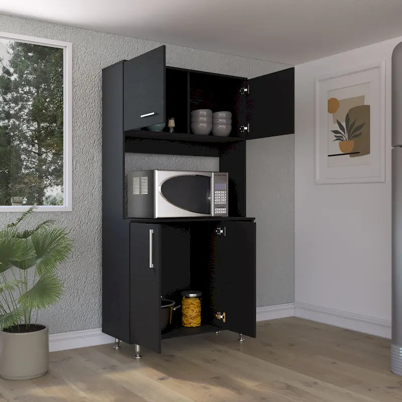 Meuble de rangement de cuisine avec deux portes et trois étagères