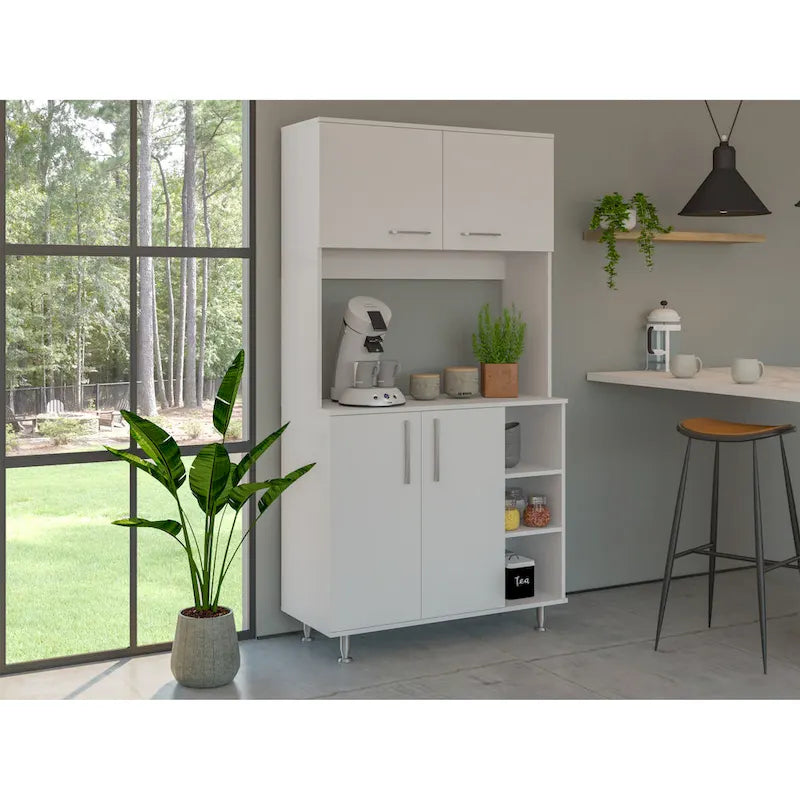 Meuble de rangement de cuisine avec deux portes et trois étagères
