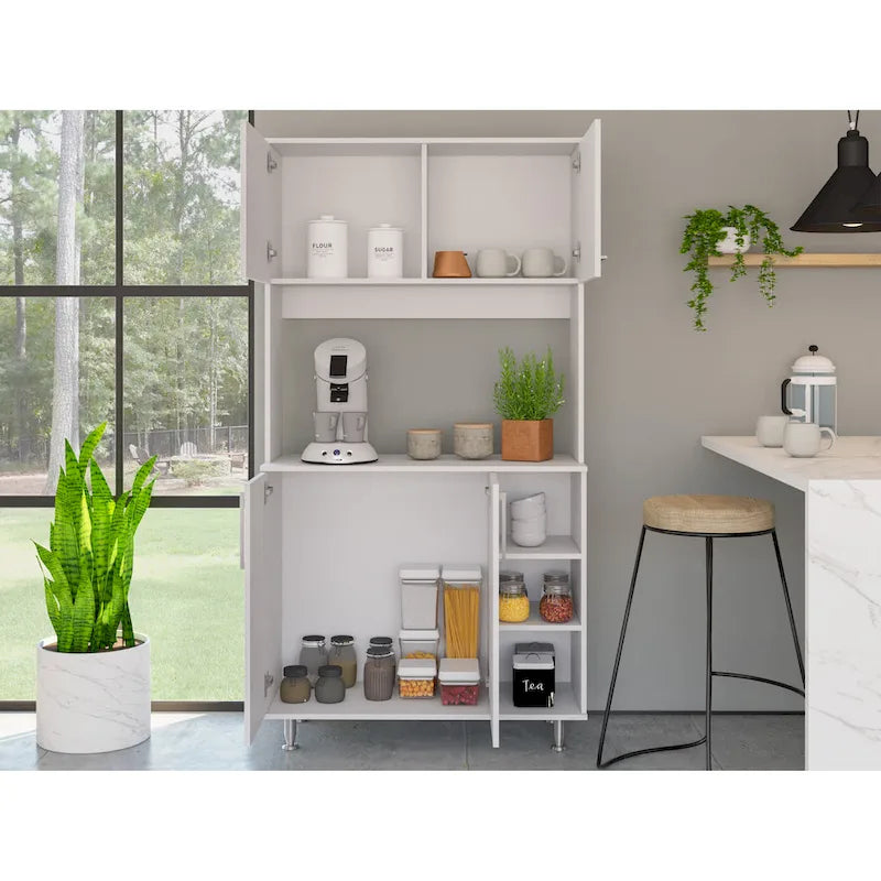 Meuble de rangement de cuisine avec deux portes et trois étagères