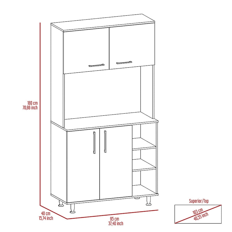 Meuble de rangement de cuisine avec deux portes et trois étagères
