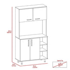 Meuble de rangement de cuisine avec deux portes et trois étagères
