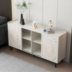 Meuble de rangement d'appoint en bois avec détails sculptés