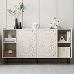 Meuble de rangement d'appoint en bois avec détails sculptés