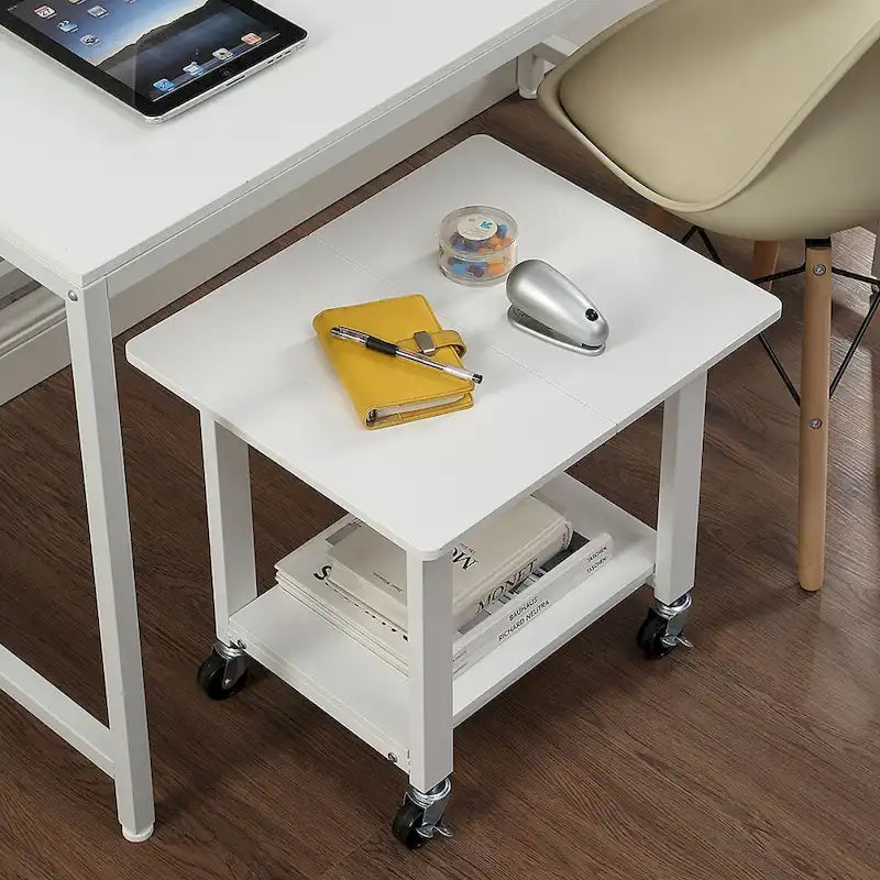 Support d'imprimante à deux niveaux sous le bureau avec étagère de rangement