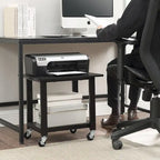 Support d'imprimante à deux niveaux sous le bureau avec étagère de rangement