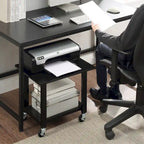 Support d'imprimante à deux niveaux sous le bureau avec étagère de rangement