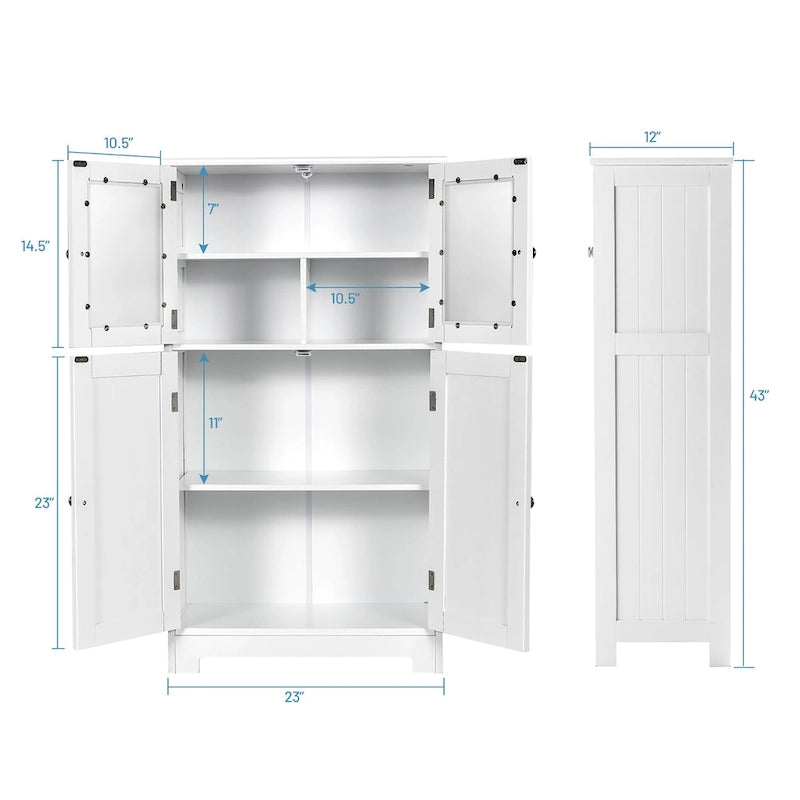 Meuble de rangement de salle de bain avec portes en verre trempé