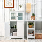 Meuble de rangement de salle de bain avec portes en verre trempé