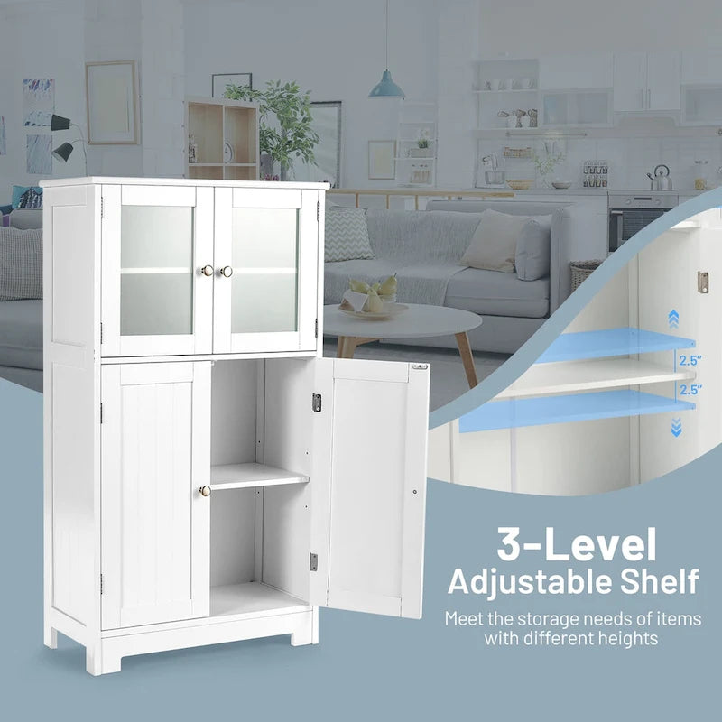 Meuble de rangement de salle de bain avec portes en verre trempé
