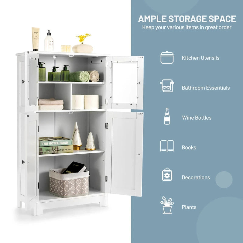 Meuble de rangement de salle de bain avec portes en verre trempé