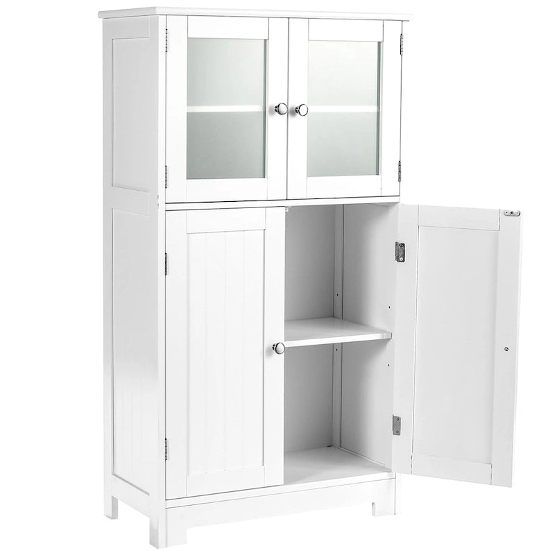 Meuble de rangement de salle de bain avec portes en verre trempé