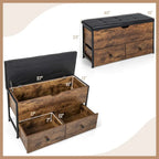 Banc ottoman de rangement Costway, coffre de rangement en bois avec couvercle à charnière - Voir détails