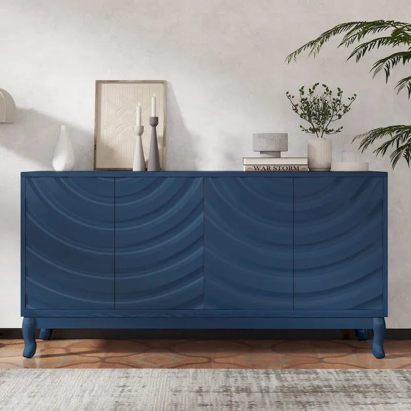 Buffet 4 portes avec façade à panneaux ondulés