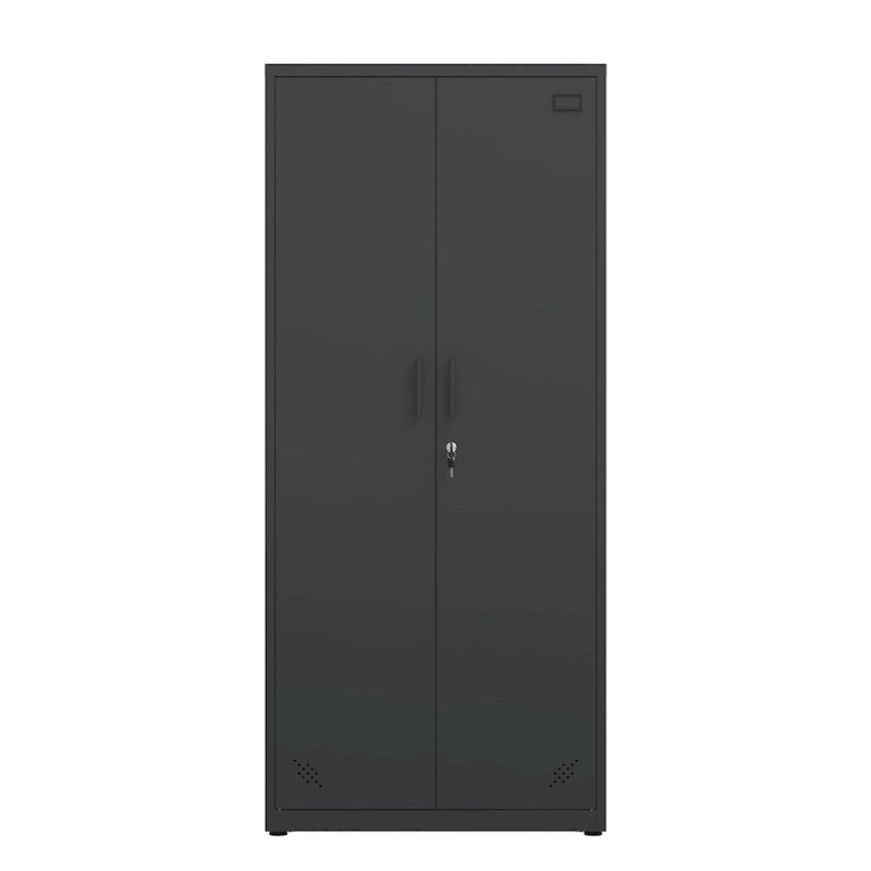 Armoire de rangement métallique avec 2 portes et 4 étagères réglables