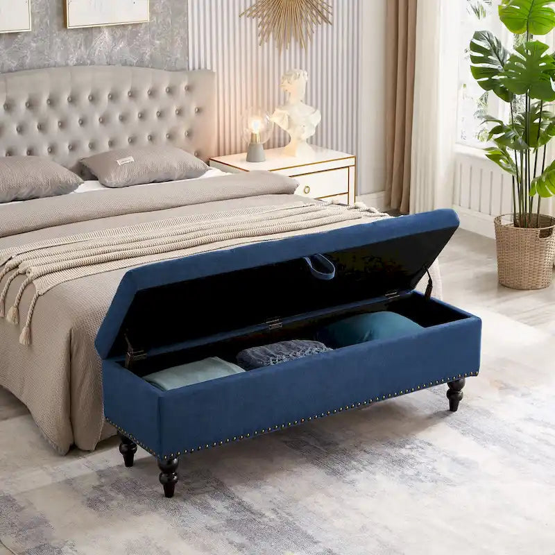 Banc de rangement avec couvercle capitonné, 150 cm