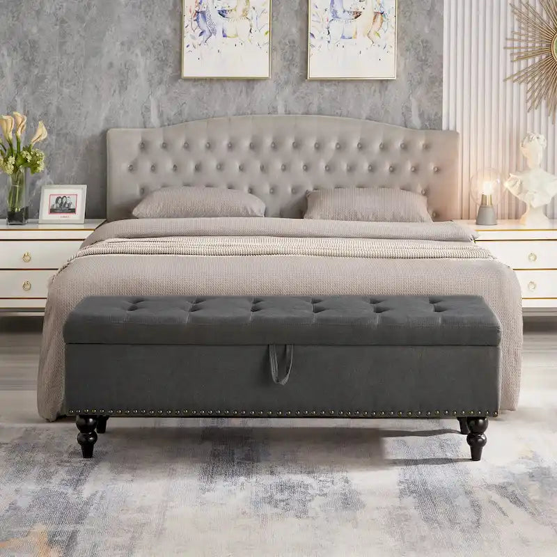 Banc de rangement avec couvercle capitonné, 150 cm