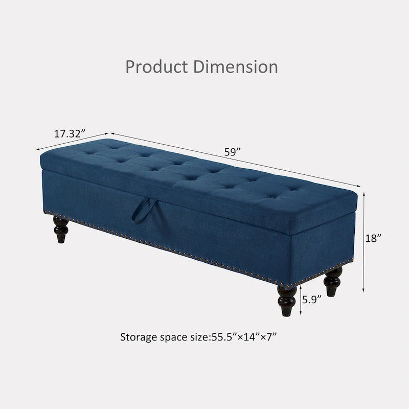 Banc de rangement avec couvercle capitonné, 150 cm