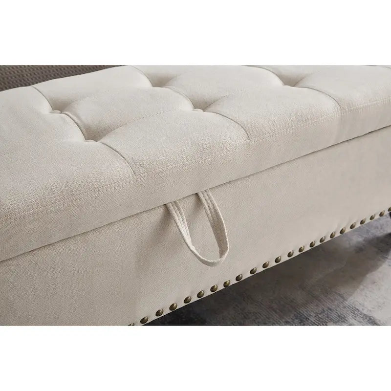 Banc de rangement avec couvercle capitonné, 150 cm