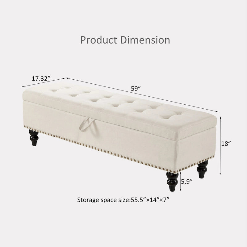 Banc de rangement avec couvercle capitonné, 150 cm