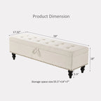 Banc de rangement avec couvercle capitonné, 150 cm