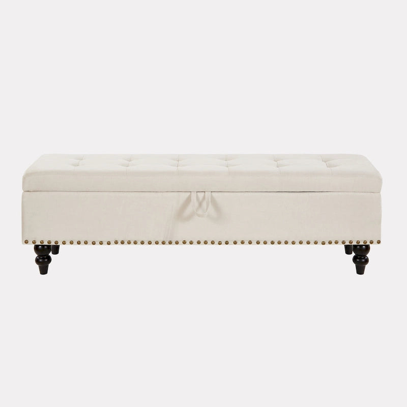 Banc de rangement avec couvercle capitonné, 150 cm