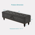 Banc de rangement avec couvercle capitonné, 150 cm