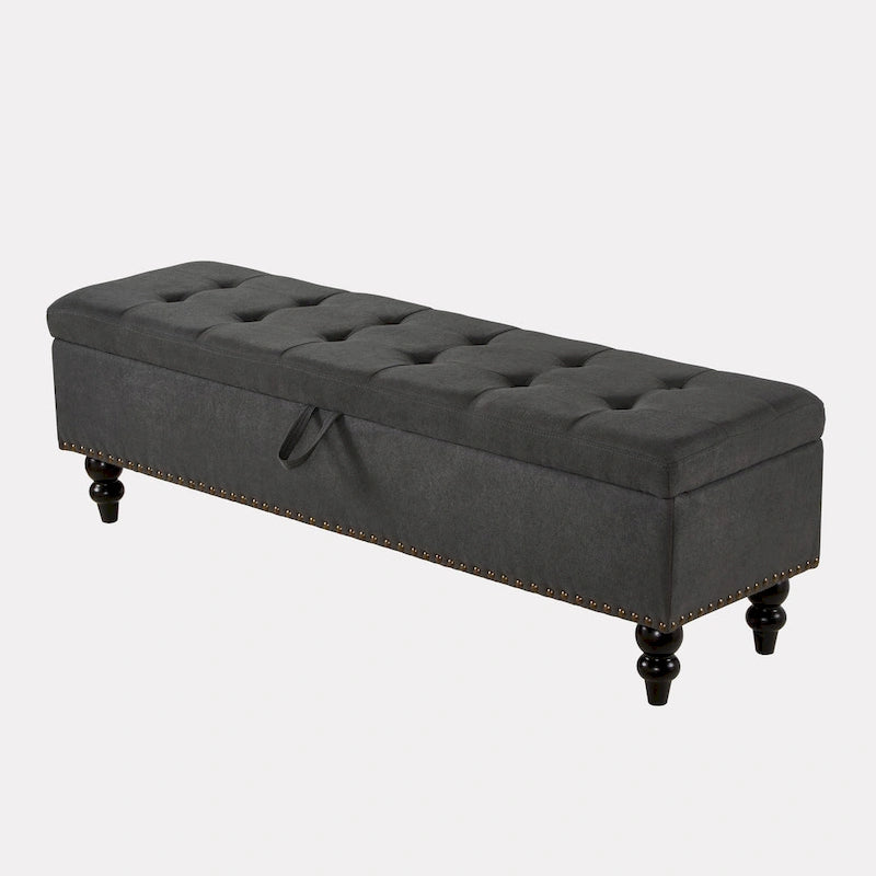 Banc de rangement avec couvercle capitonné, 150 cm