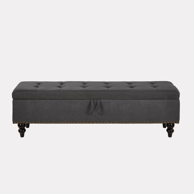 Banc de rangement avec couvercle capitonné, 150 cm