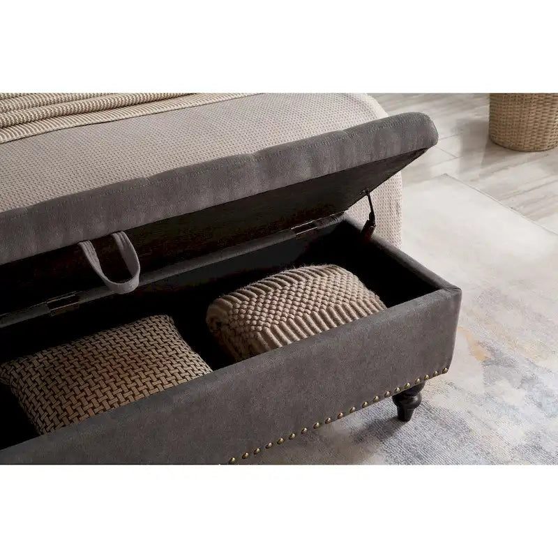 Banc de rangement avec couvercle capitonné, 150 cm