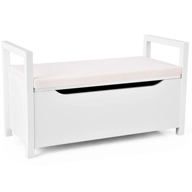 Banc de rangement avec coussin et rangement dissimulé