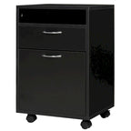 Meuble d'imprimante mobile de 24 po avec tiroir et armoire, noir