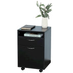 Meuble d'imprimante mobile de 24 po avec tiroir et armoire, noir