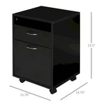 Meuble d'imprimante mobile de 24 po avec tiroir et armoire, noir