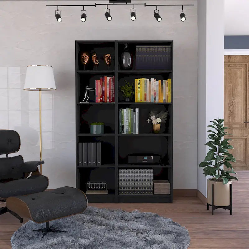 Ensemble de 2 bibliothèques – Grande à 5 étagères et Étroite à 4 étagères
