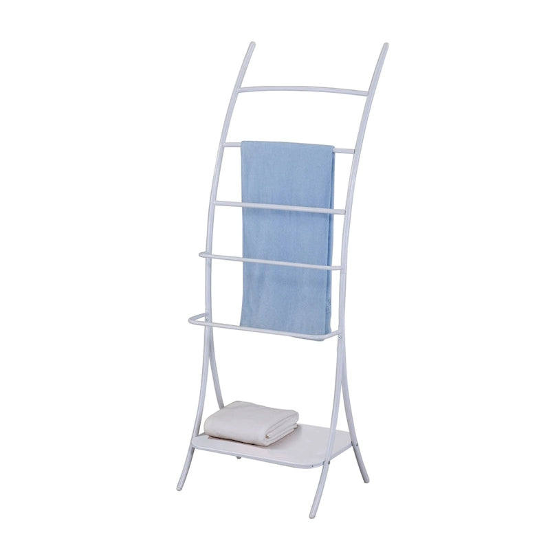 Serviette autoportant à 5 niveaux en métal avec étagère de rangement – Blanc