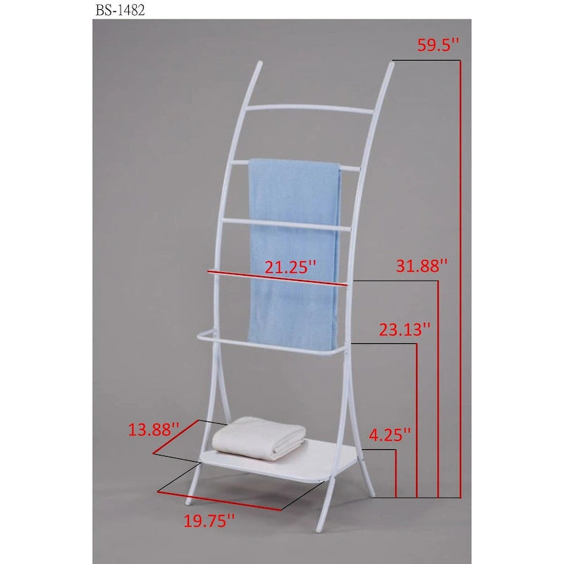 Serviette autoportant à 5 niveaux en métal avec étagère de rangement – Blanc