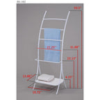 Serviette autoportant à 5 niveaux en métal avec étagère de rangement – Blanc