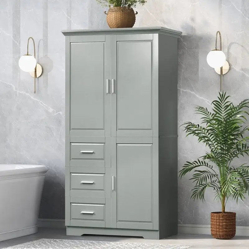 Meuble de rangement de salle de bain avec portes et tiroirs