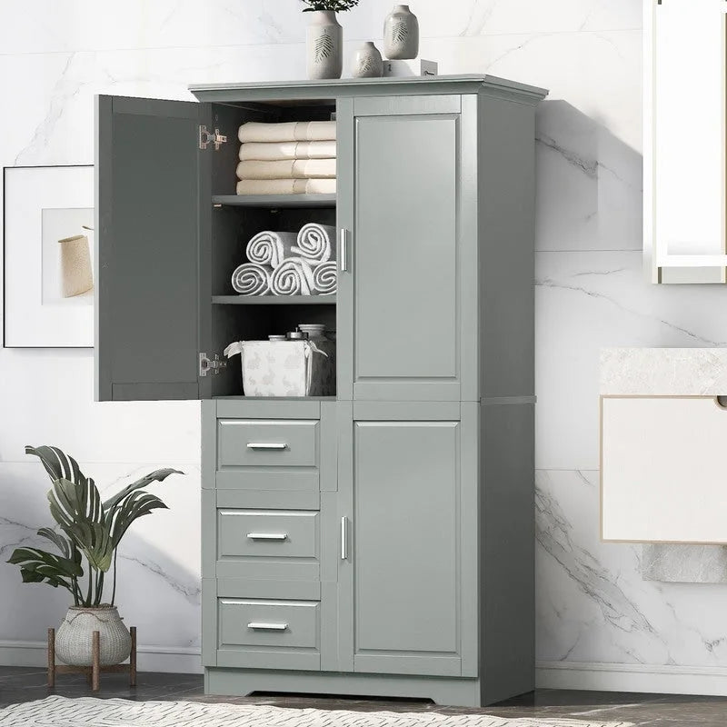 Meuble de rangement de salle de bain avec portes et tiroirs
