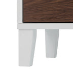 Colonne de rangement pour linge de maison sur pied avec portes en verre et en bois