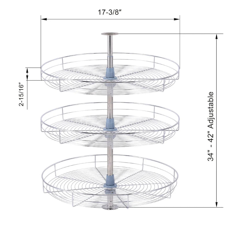 Plateau tournant paresseux en acier inoxydable de 18 po - Triple étagère rotative à 360°