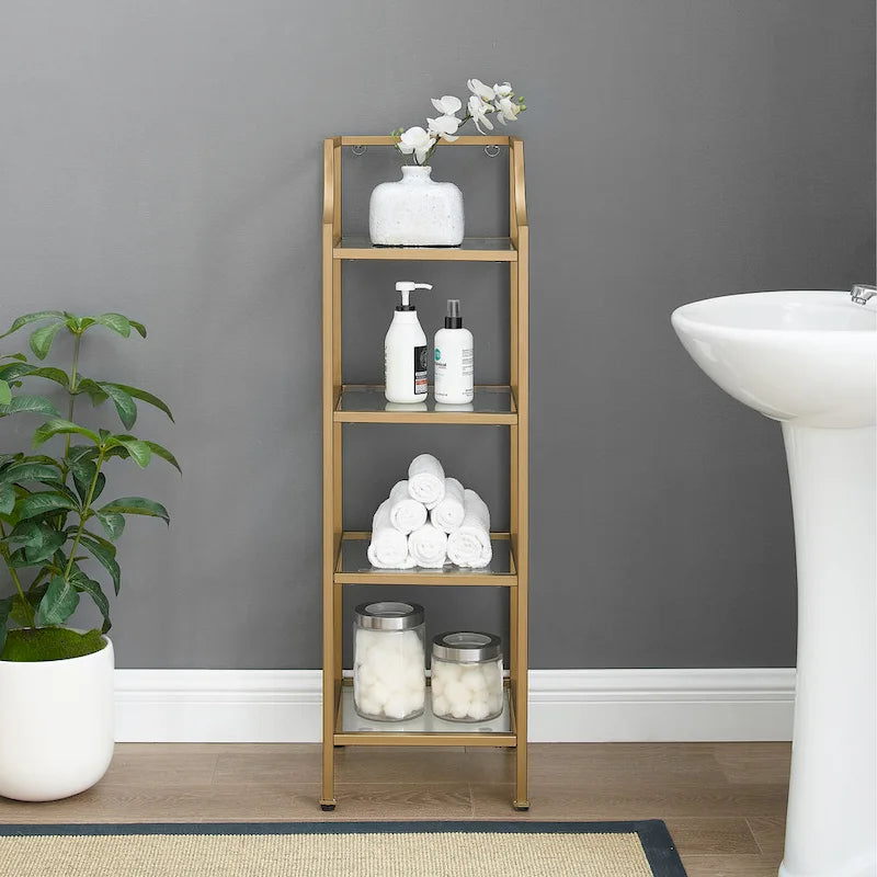 Étagère à Structure en Acier et Tablettes en Verre - 12,5 larg. x 12,5 prof. x 40 haut.
