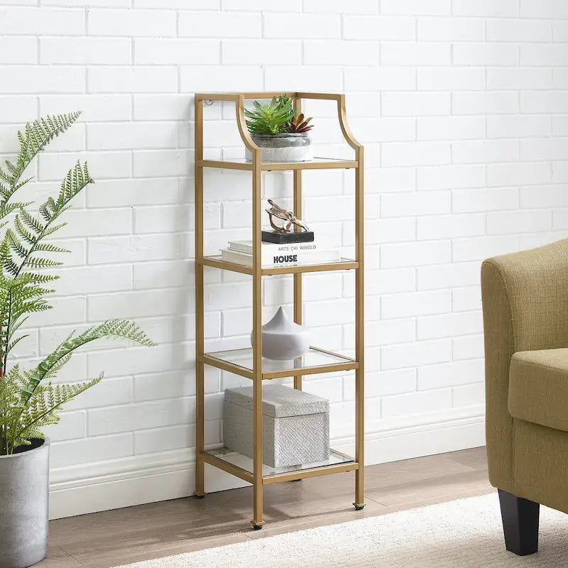 Étagère à Structure en Acier et Tablettes en Verre - 12,5 larg. x 12,5 prof. x 40 haut.